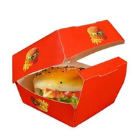Коробка для бургера (красная с рисунами) L 120*120*70мм (250 шт)
