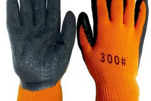 №4 Перчатки №300 оранжевая(салатневая) с черным латексным покрытием (1/12/600)