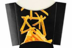 Упаковка для ФРИ (черная с рисунком картошки) L 100гр 50/900