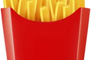 Упаковка для ФРИ (красная с рисунками-полосы 90*48*132) L 150гр 50/1200